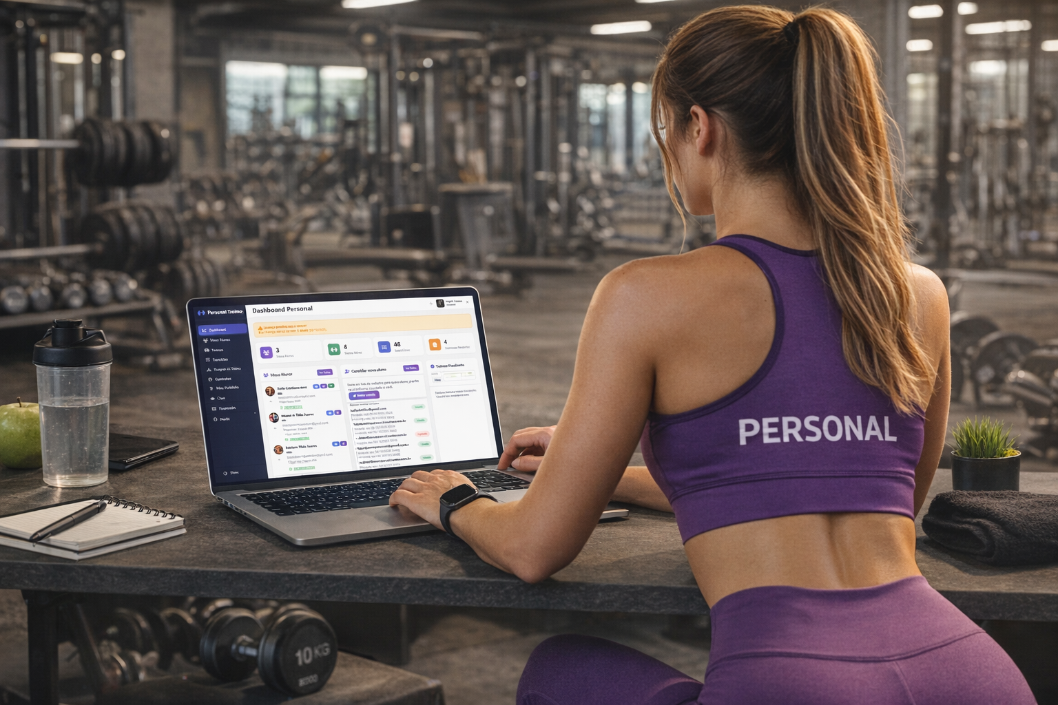 Personal usando a plataforma no notebook